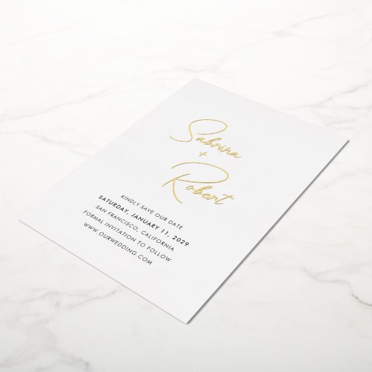 Sabrina Modern Wedding Save the Date Folie Uitnodiging (Gedraaid)