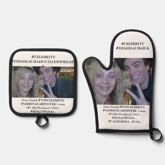 #SABRINACARPENTER's #PRODUCER met #LAURAHGUILLEN Ovenwant & Pannenlap Set (Voorkant)