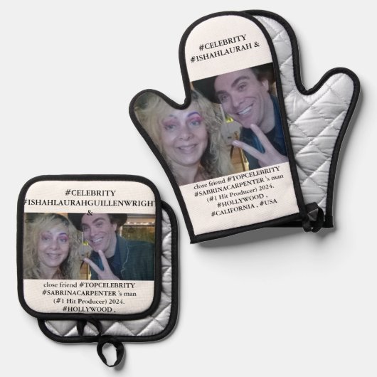 #SABRINACARPENTER's #PRODUCER met #LAURAHGUILLEN Ovenwant & Pannenlap Set (Voorkant / Achterkant)