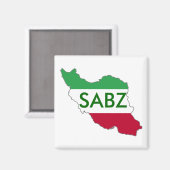 "SABZ" Vlagkaart van Iran Magneet (Voorkant / Achterkant)