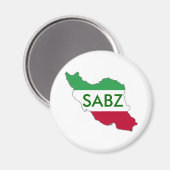 "SABZ" Vlagkaart van Iran Magneet (Voorkant / Achterkant)