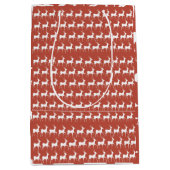 Sac Cadeau Moyen Medium Red Reindeer Pattern Holid Cadeauzakje (Voorkant)
