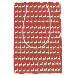 Sac Cadeau Moyen Medium Red Reindeer Pattern Holid Cadeauzakje