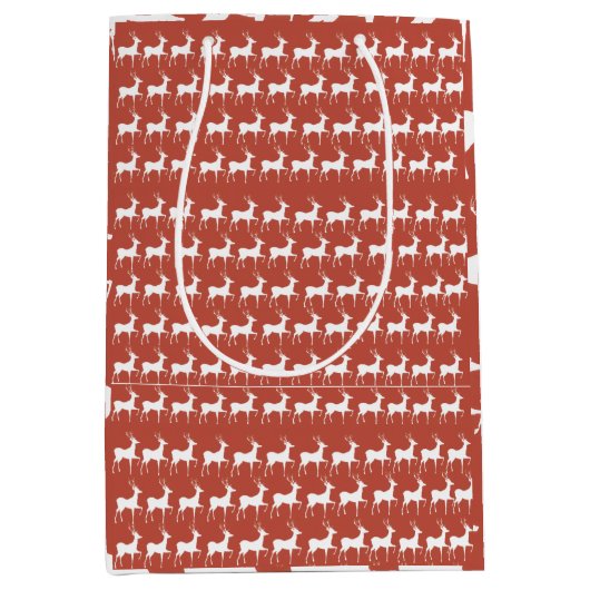 Sac Cadeau Moyen Medium Red Reindeer Pattern Holid Cadeauzakje (Voorkant)