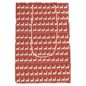 Sac Cadeau Moyen Medium Red Reindeer Pattern Holid Cadeauzakje (Achterkant)