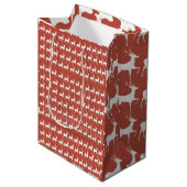 Sac Cadeau Moyen Medium Red Reindeer Pattern Holid Medium Cadeauzakje (Voorkant Gekanteld)