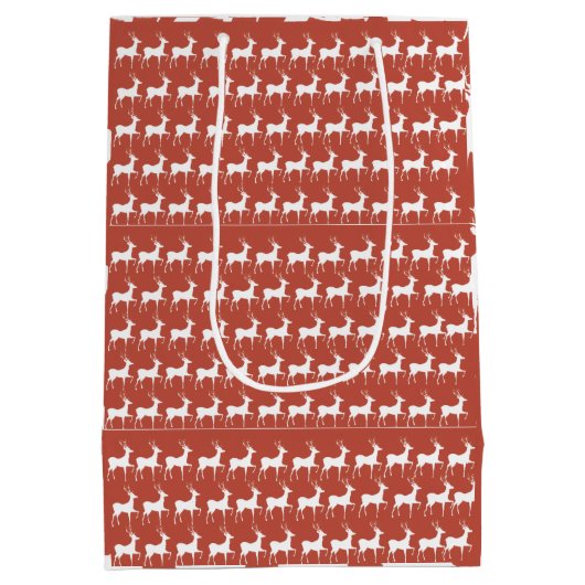 Sac Cadeau Moyen Medium Red Reindeer Pattern Holid Medium Cadeauzakje (Achterkant)