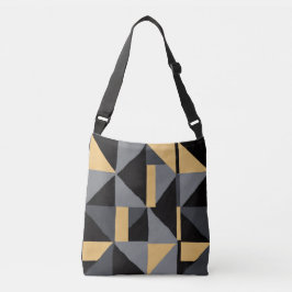 Sac fourre-tout Géométrique Noir, Gris et Or Crossbody Tas