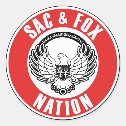 sac fox vlag amerikaans inheems verenigd amerikaan ronde sticker (Voorkant)