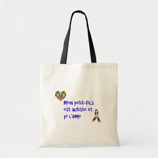 Sac Mon petit-fils est autiste et je l'aime Tote Bag (Voorkant)