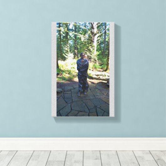Sacagawea Statue, Fort Clatsop, Astoria, Oregon Canvas Afdruk (Insitu (Houten vloer))