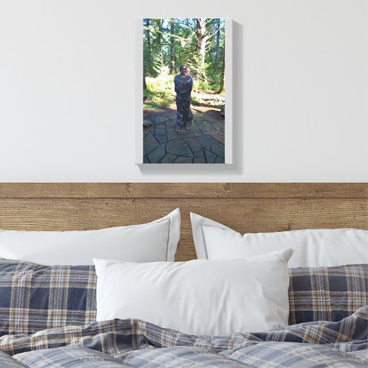 Sacagawea Statue, Fort Clatsop, Astoria, Oregon Canvas Afdruk (Insitu (Slaapkamer))