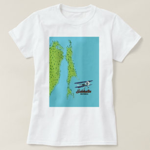 Sachalin Rusland vintage stijl reisposter kaart T-shirt
