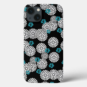 Sacharblauw bloemen floreel patroon iPhone 13 hoesje