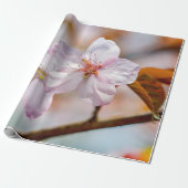 Sacharovbloemen en Oranje bladeren in Springtime Cadeaupapier (Uitgerold)