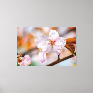 Sacharovbloemen en Oranje bladeren in Springtime Canvas Afdruk