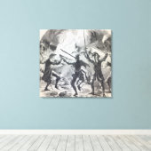 Sacheverell-rioters vernietigen een deel van een k canvas afdruk (Insitu (Houten vloer))