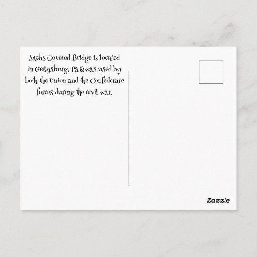 Sachs Covered Bridge Briefkaart (Achterkant)