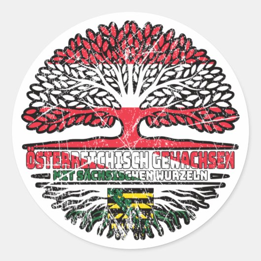 Sachsen Sächsisch Österreichisch Österreich Baum Ronde Sticker (Voorkant)