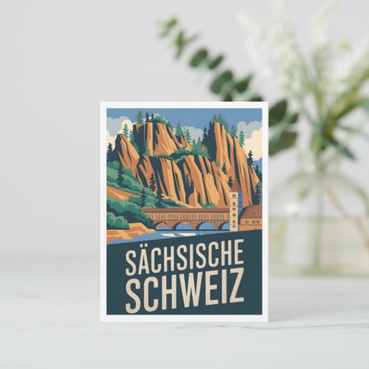 Sächsische Schweiz Saksisch Zwitserland vintage Briefkaart (Staand voorkant)