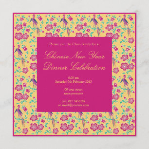 Sachura Floral Batik Chinese nieuwjaarsuitnodiging Kaart