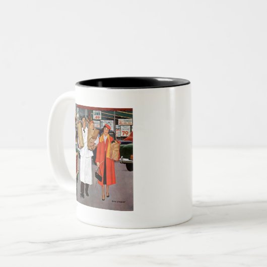 Sack Full of Trouble Tweekleurige Koffiemok (Voorkant links)