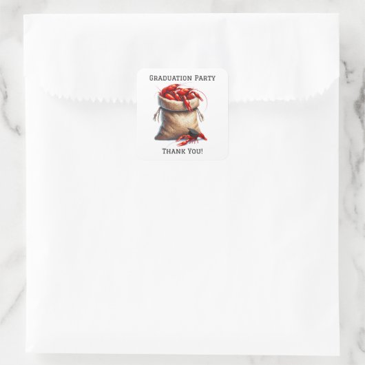 Sack of Crawfish Afstudeerfeest Dank u Vierkante Sticker (Tas)