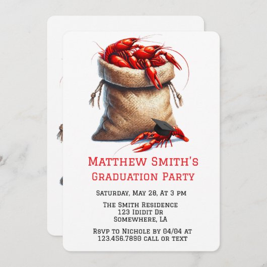 Sack of Crawfish Afstudeerfeest Kaart (Voorkant / Achterkant)