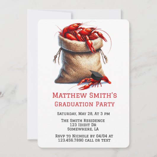 Sack of Crawfish Afstudeerfeest Kaart (Voorkant)