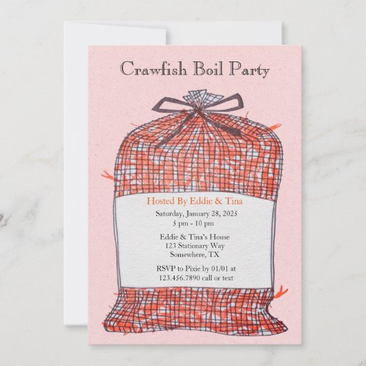 Sack of Crawfish Boil Party Kaart (Voorkant)