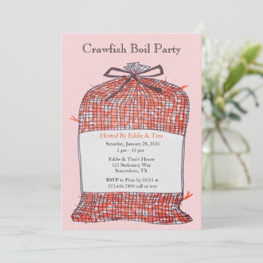 Sack of Crawfish Boil Party Kaart (Staand voorkant)