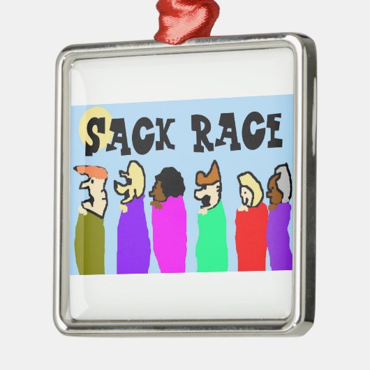 Sack Race Metalen Ornament (Links)