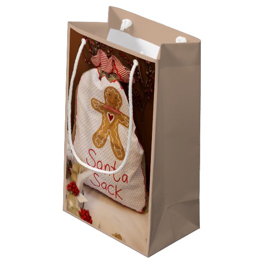 Sack Sack Small Tan Gift Bag Klein Cadeauzakje (Achterkant Gekanteld)