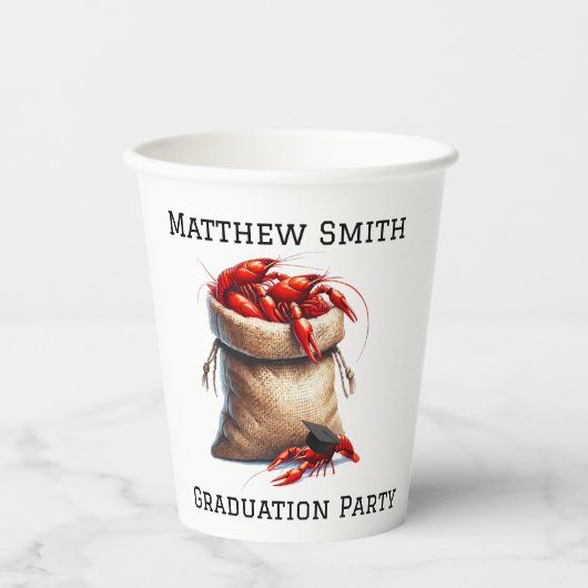 Sack van Crawfish Graduation Party Custom Papieren Bekers (Voorkant)