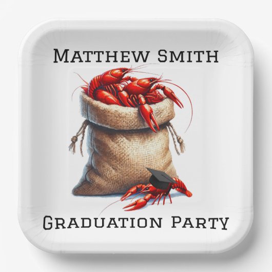 Sack van Crawfish Graduation Party Custom Papieren Bordje (Voorkant)