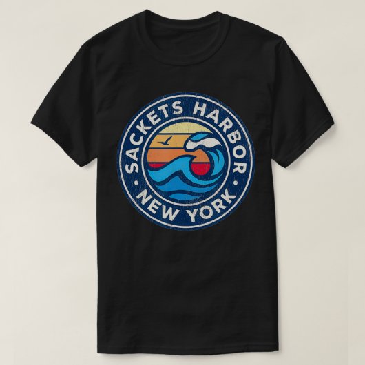 Sackets Harbour New York NY Nautical Waves T-shirt (Design voorkant)
