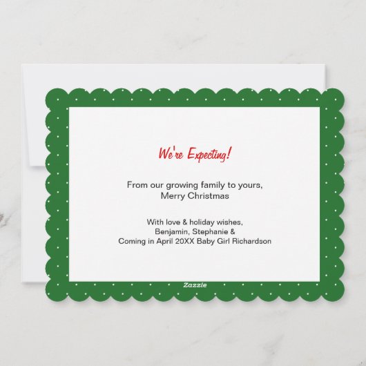 Sacks zwangerschap Kerstaankondiging Sacks Feestdagenkaart (Achterkant)