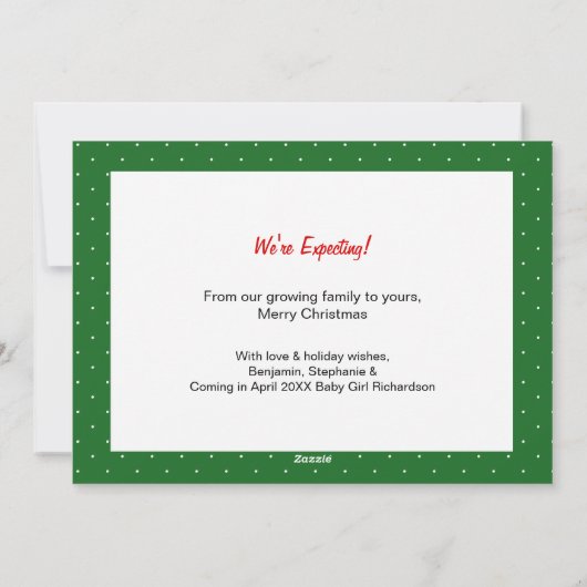 Sacks zwangerschap Kerstaankondiging Sacks Feestdagenkaart (Achterkant)