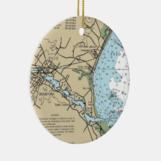 Saco Maine Nautical Chart Keramisch Ornament (Rechts)