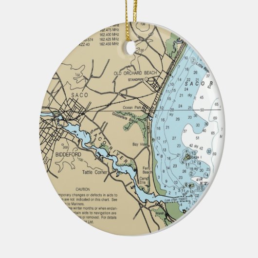 Saco Maine Nautical Chart Keramisch Ornament (Links)