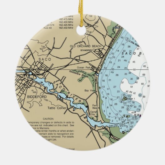 Saco Maine Nautical Chart Keramisch Ornament (Achterkant)