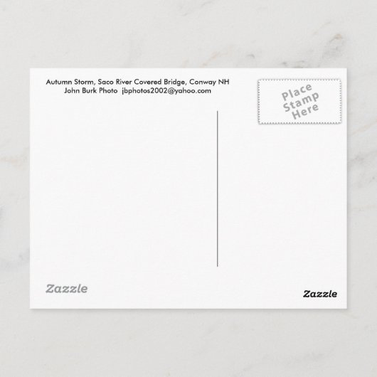 Saco River Covered Bridge Autumn Storm Briefkaart (Achterkant)