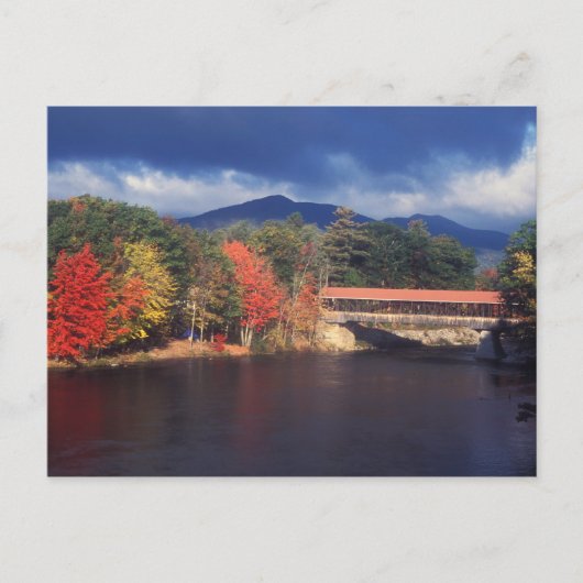 Saco River Covered Bridge Autumn Storm Briefkaart (Voorkant)