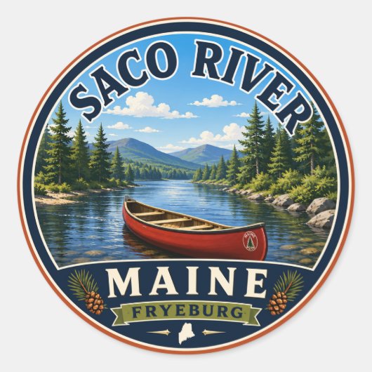 Saco River Fryeburg Maine Ronde Sticker (Voorkant)