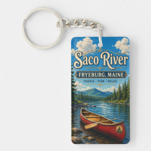 Saco Rivier Fryeburg Maine Rechthoekige Acryl Sleu Sleutelhanger