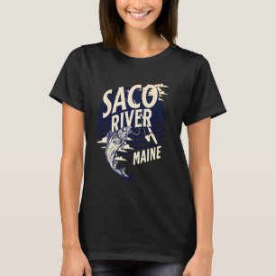 Saco-rivier Maine Fly Fishing Forel Souvenir Visse T-shirt