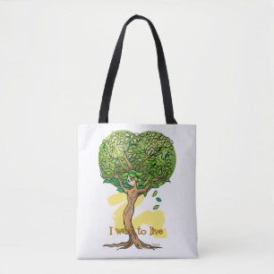 sacola com estampa ecologica de arvore com rosto tote bag