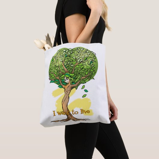 sacola com estampa ecologica de arvore com rosto tote bag (Dichtbij)