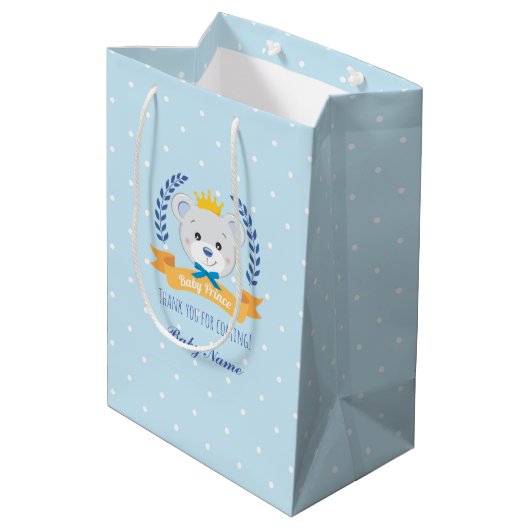 Sacola para presentes “Baby Prince Bear ” Medium Cadeauzakje (Achterkant Gekanteld)