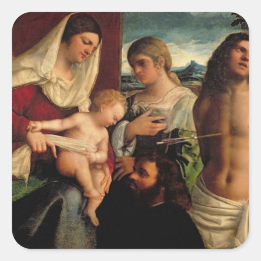 Sacra Conversation met SS. Catherine, Sebastian Vierkante Sticker (Voorkant)